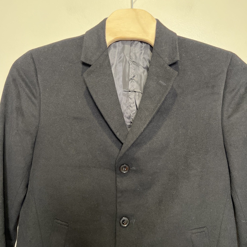 Kenneth Cole Reaction Men's Wool Overcoat Black R42 Peacoat Classic Timeless - Picture 4 of 10